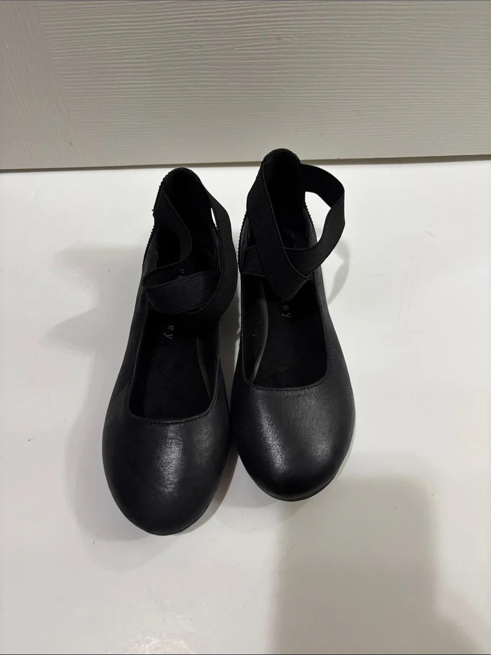 Copper Key Black Elastic Strap Girls' Dress Flats